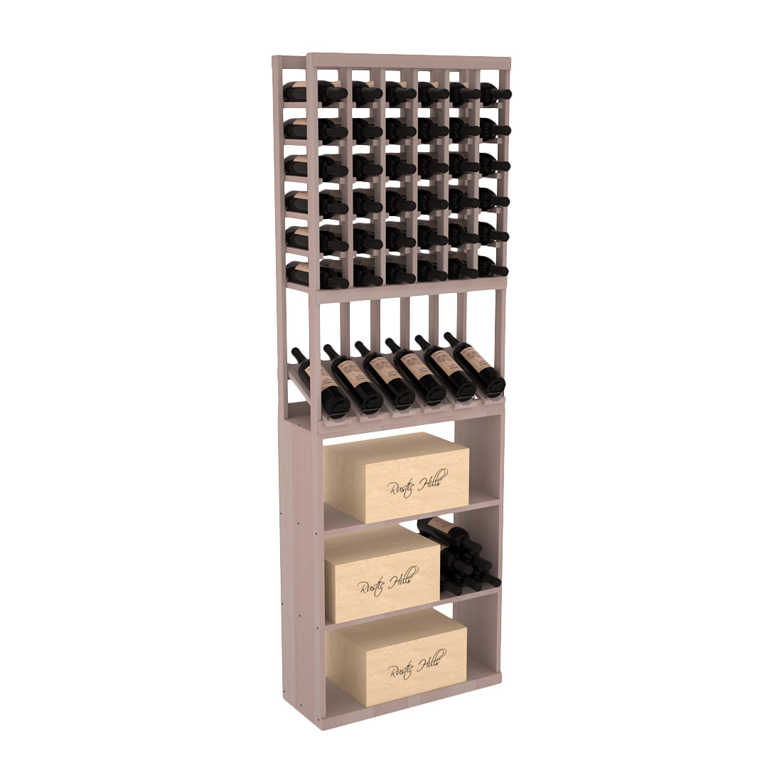 InstaCellar 6 Column High Reveal / Case Bin Combo – Premium Redwood / Greywash stained