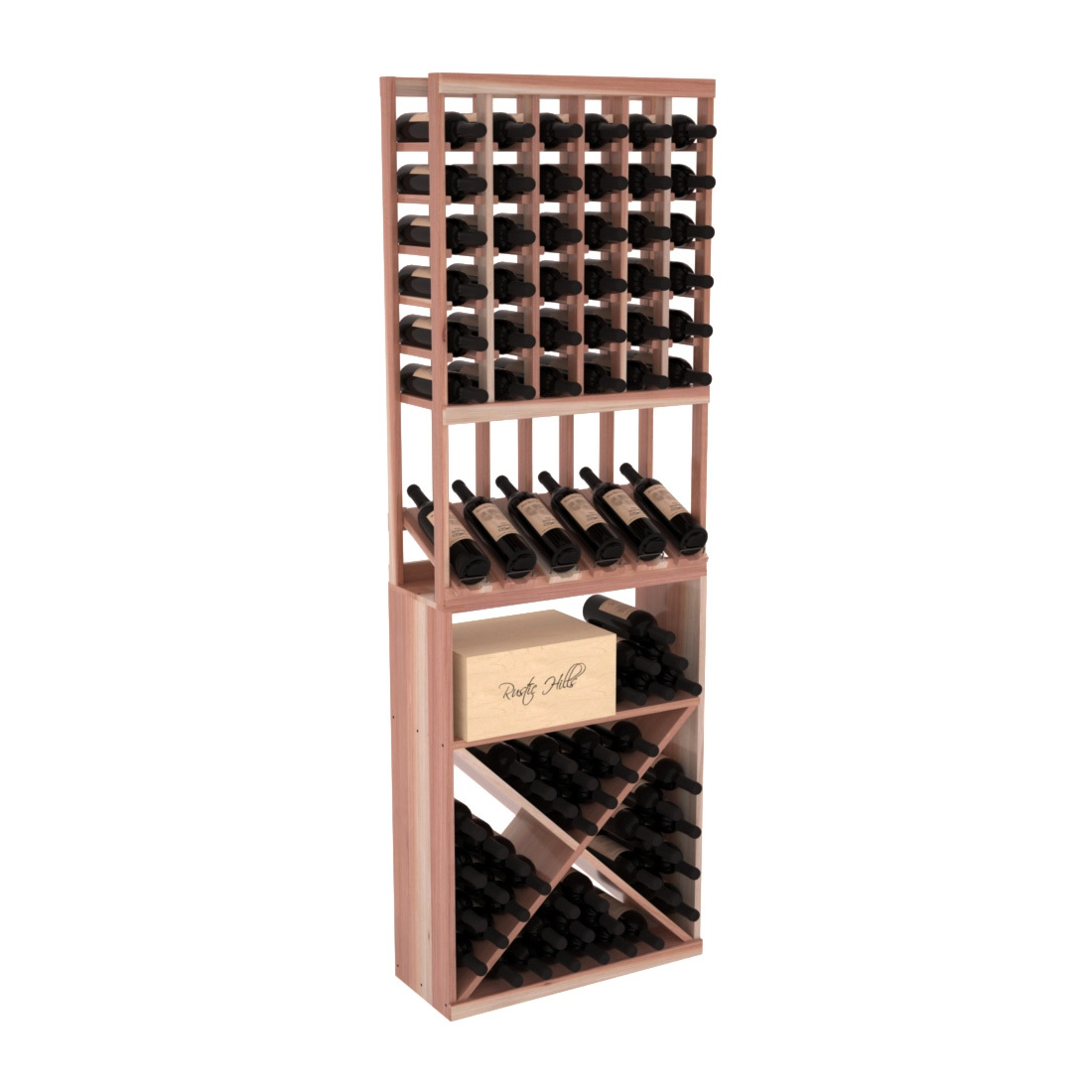 InstaCellar 6 Column High Reveal / X Bin Combo – Premium Redwood / Unstained