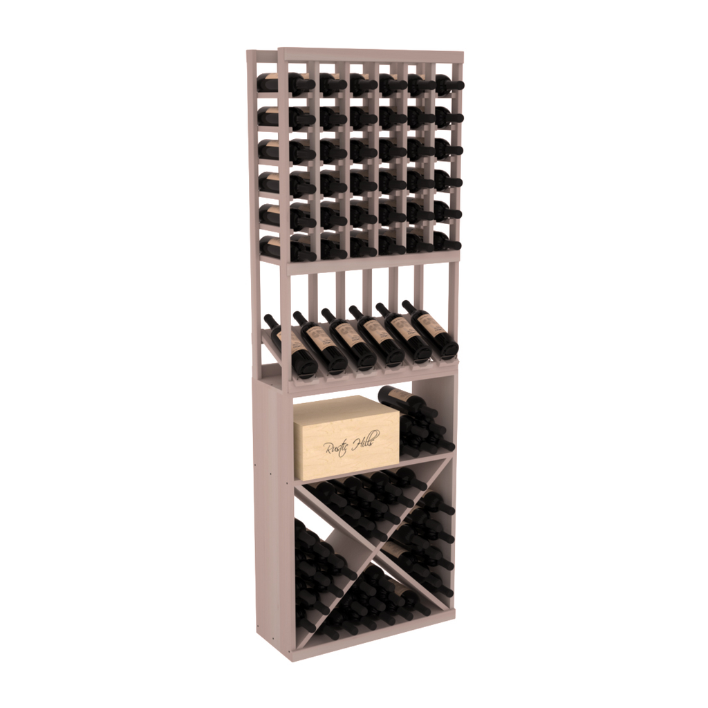 InstaCellar 6 Column High Reveal / X Bin Combo – Premium Redwood / Greywash stained