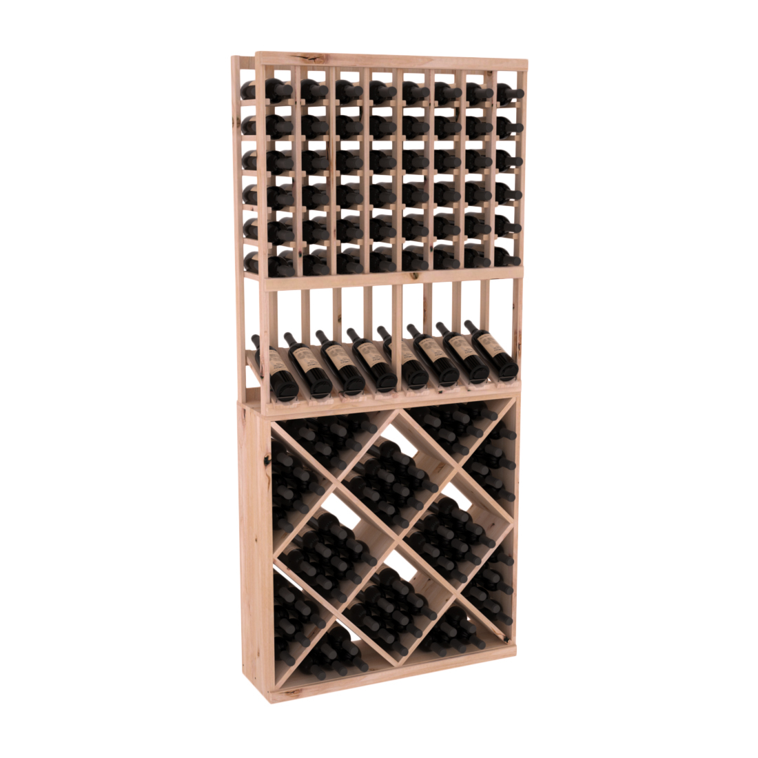 InstaCellar 8 Column High Reveal / 82 Cube Combo – Knotty Alder / Unstained