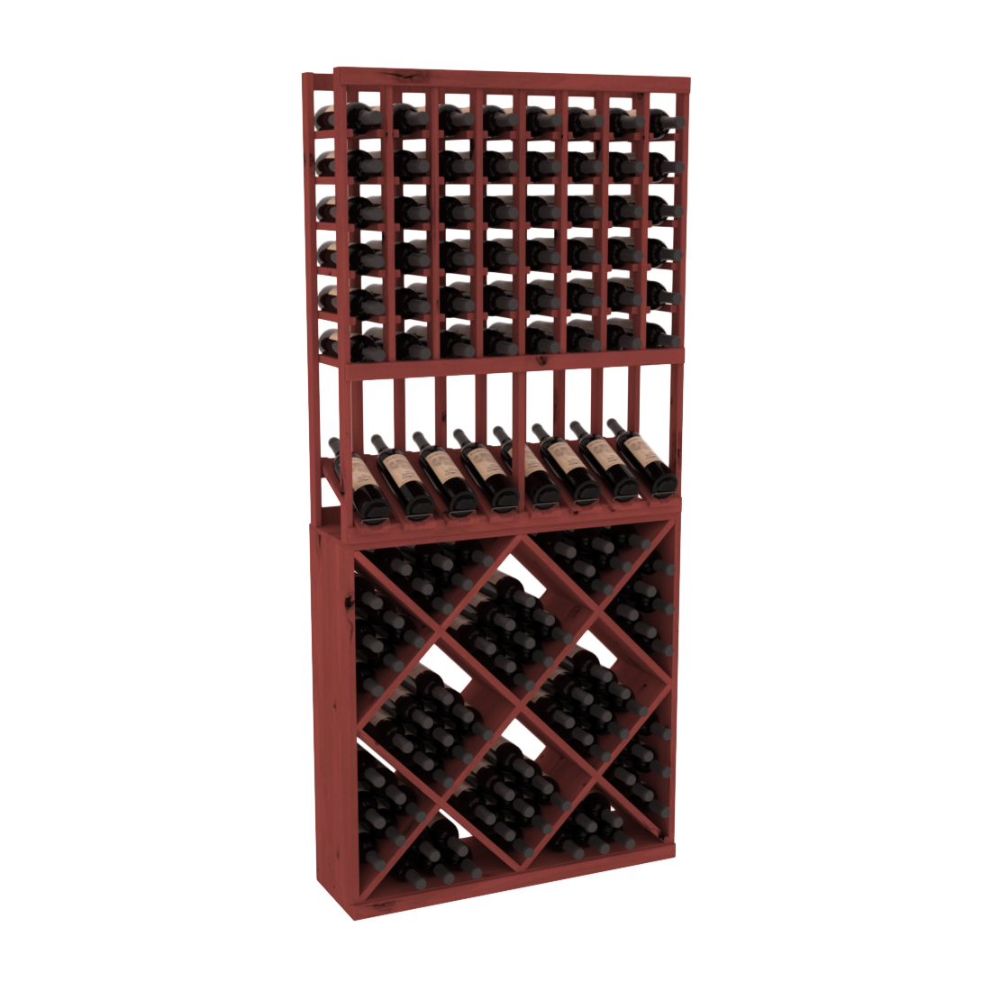 InstaCellar 8 Column High Reveal / 82 Cube Combo – Knotty Alder / Cherry stained
