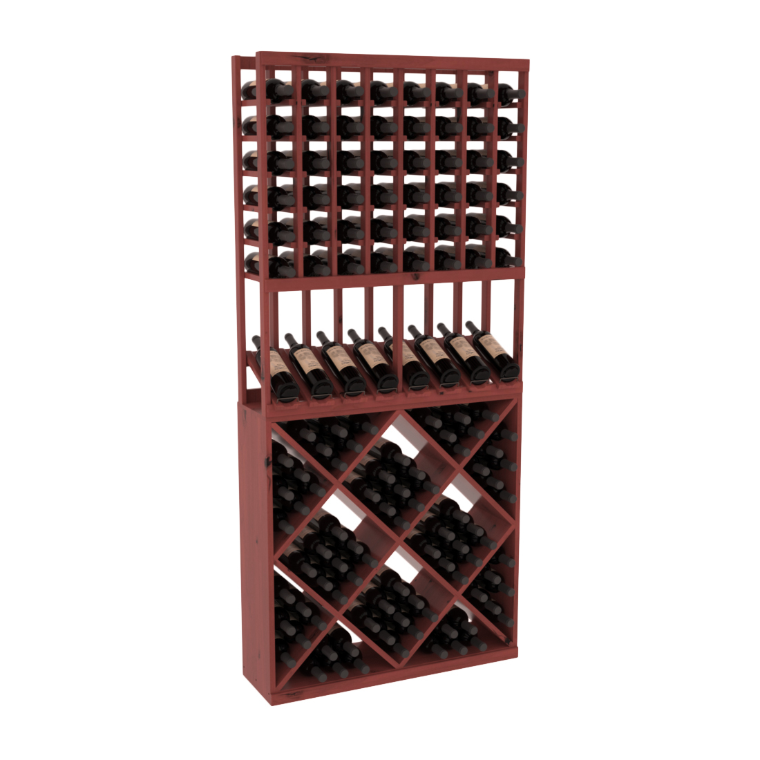 InstaCellar 8 Column High Reveal / 82 Cube Combo – Knotty Alder / Cherry stained