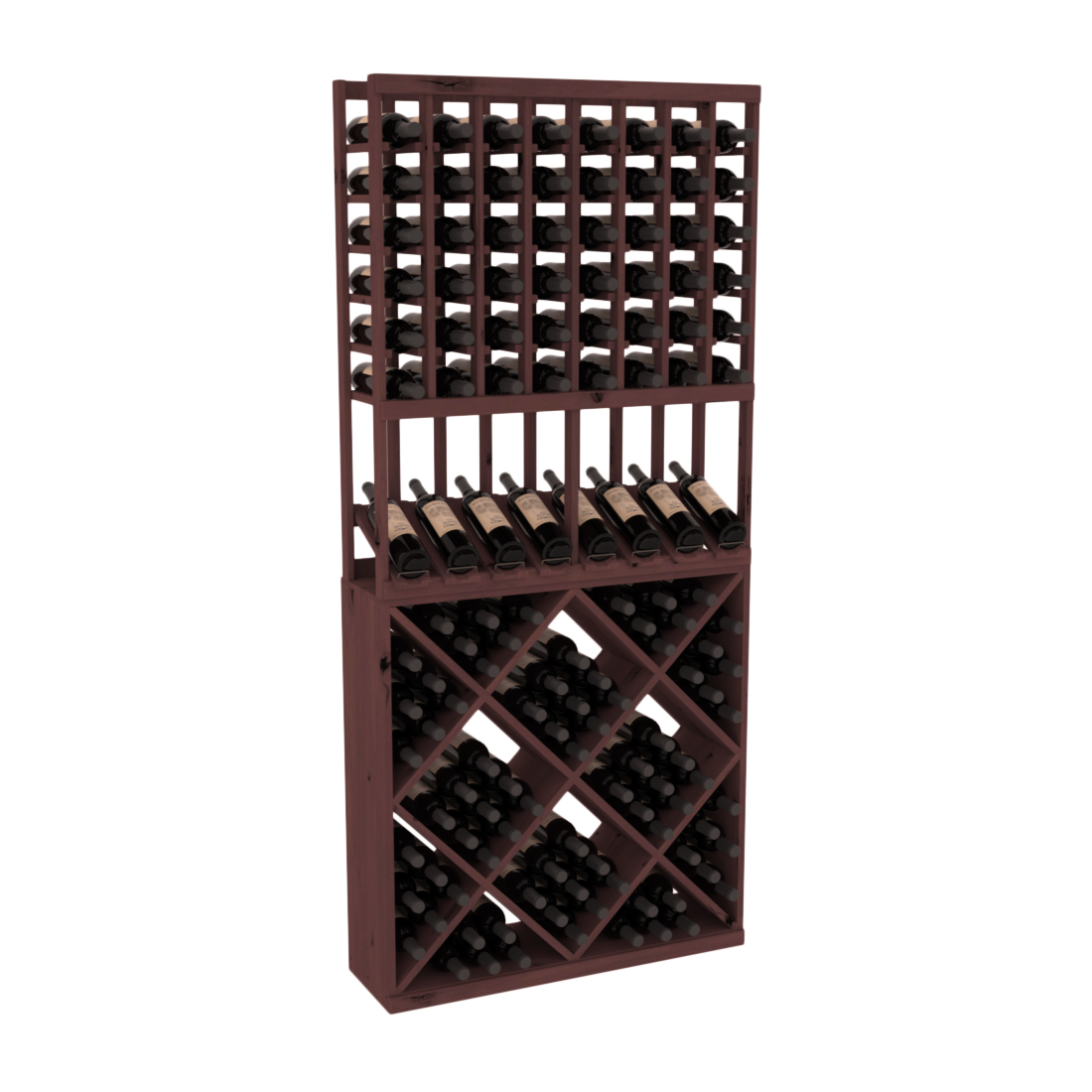 InstaCellar 8 Column High Reveal / 82 Cube Combo – Knotty Alder / Walnut stained