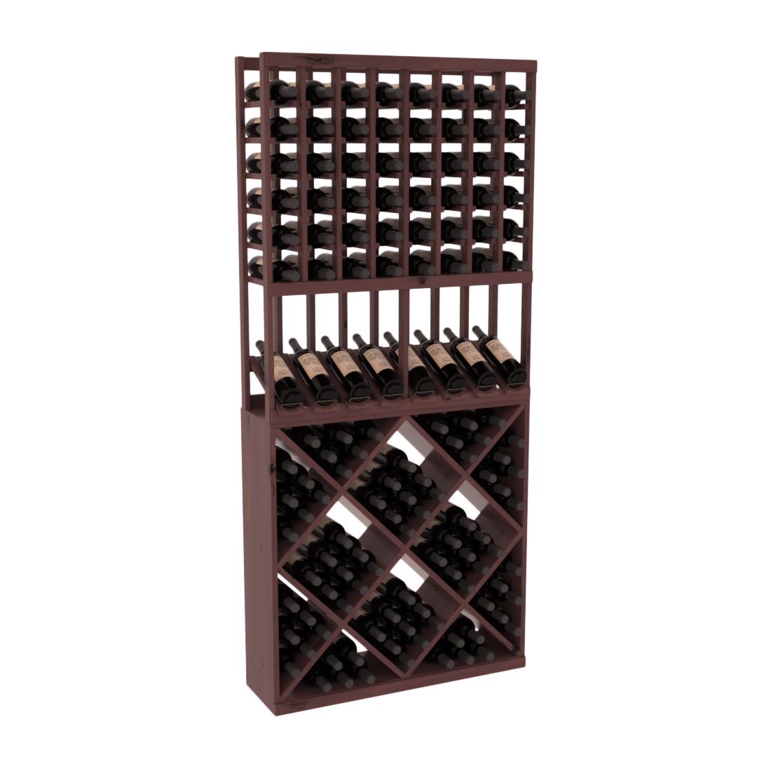 InstaCellar 8 Column High Reveal / 82 Cube Combo – Knotty Alder / Walnut stained