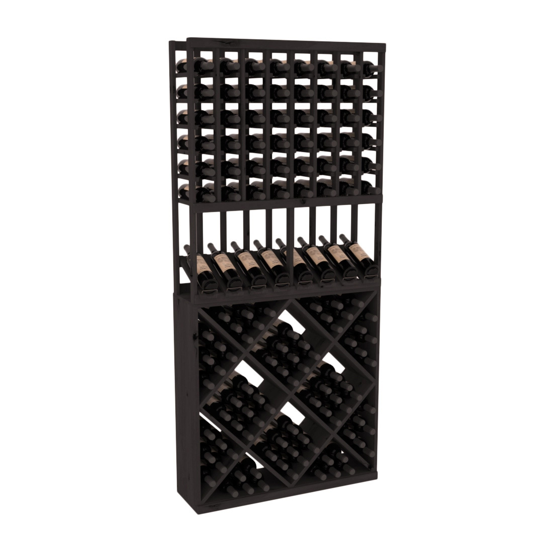 InstaCellar 8 Column High Reveal / 82 Cube Combo – Knotty Alder / Black stained