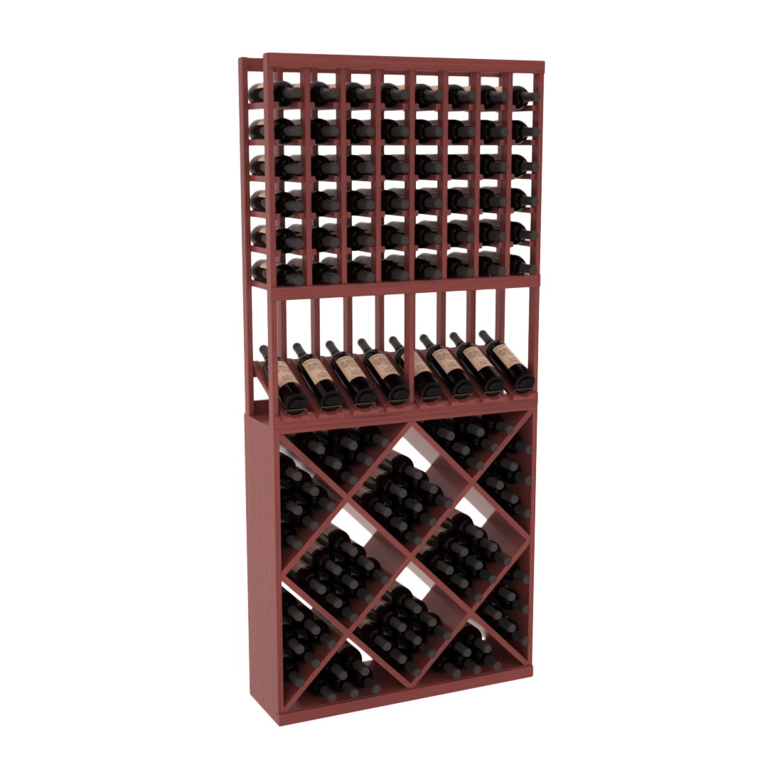 InstaCellar 8 Column High Reveal / 82 Cube Combo – Grand Mahogany / Cherry stained