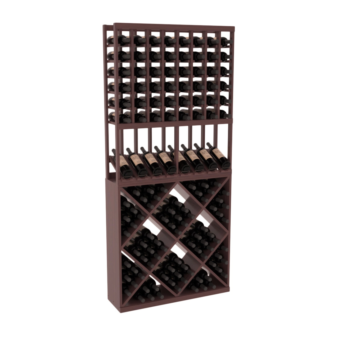 InstaCellar 8 Column High Reveal / 82 Cube Combo – Grand Mahogany / Walnut stained