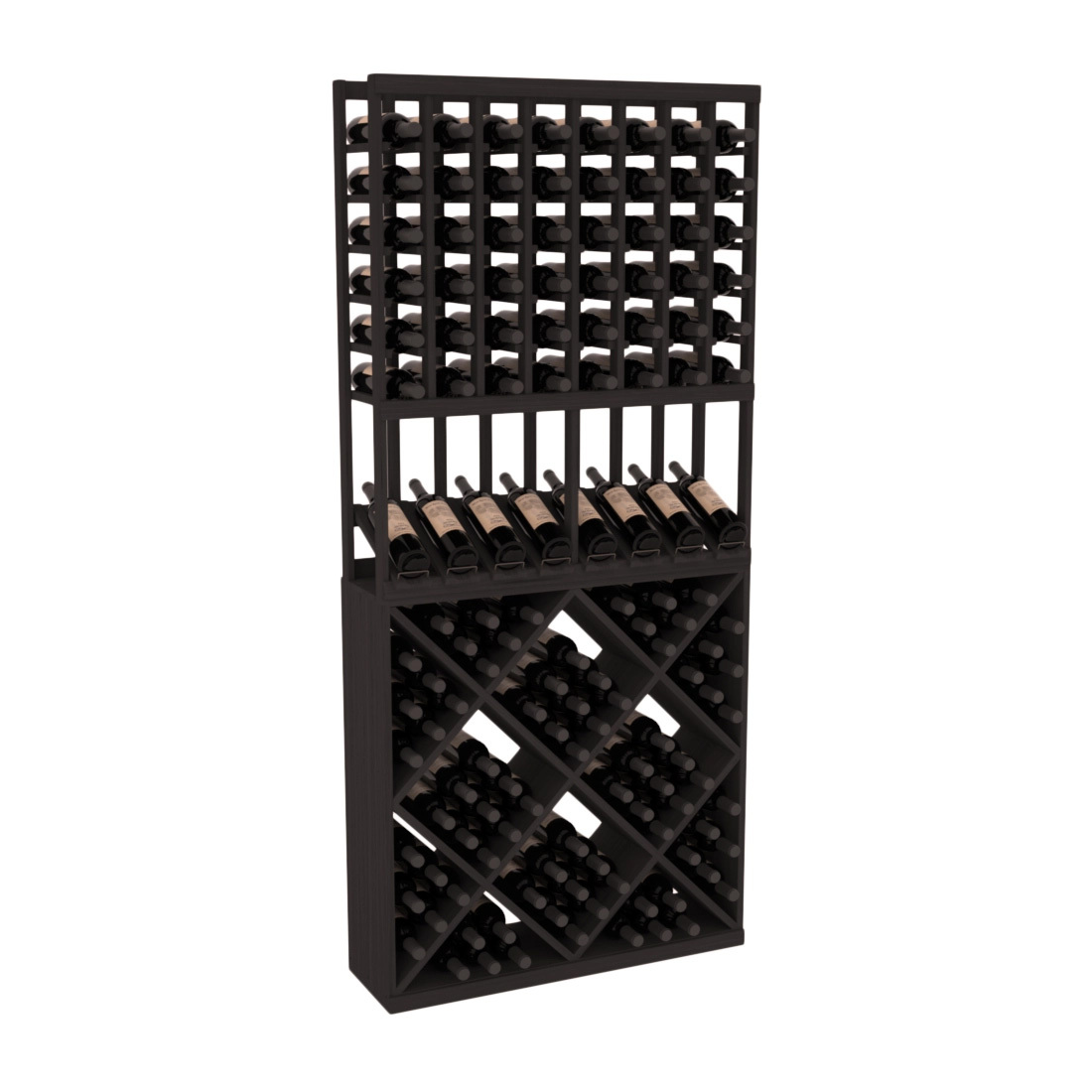 InstaCellar 8 Column High Reveal / 82 Cube Combo – Grand Mahogany / Black stained