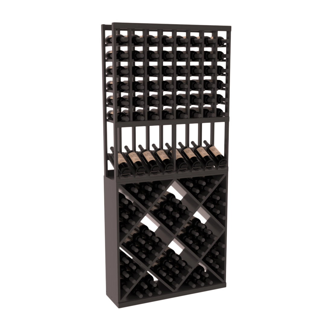 InstaCellar 8 Column High Reveal / 82 Cube Combo – Grand Mahogany / Black stained