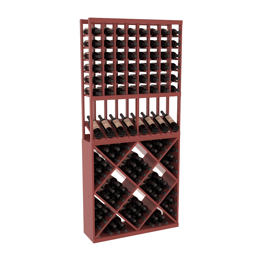 InstaCellar 8 Column High Reveal / 82 Cube Combo – Ponderosa Pine / Cherry stained