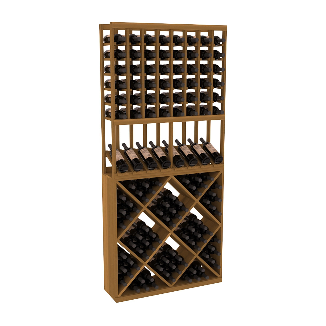 InstaCellar 8 Column High Reveal / 82 Cube Combo – Premium Redwood / Oak stained