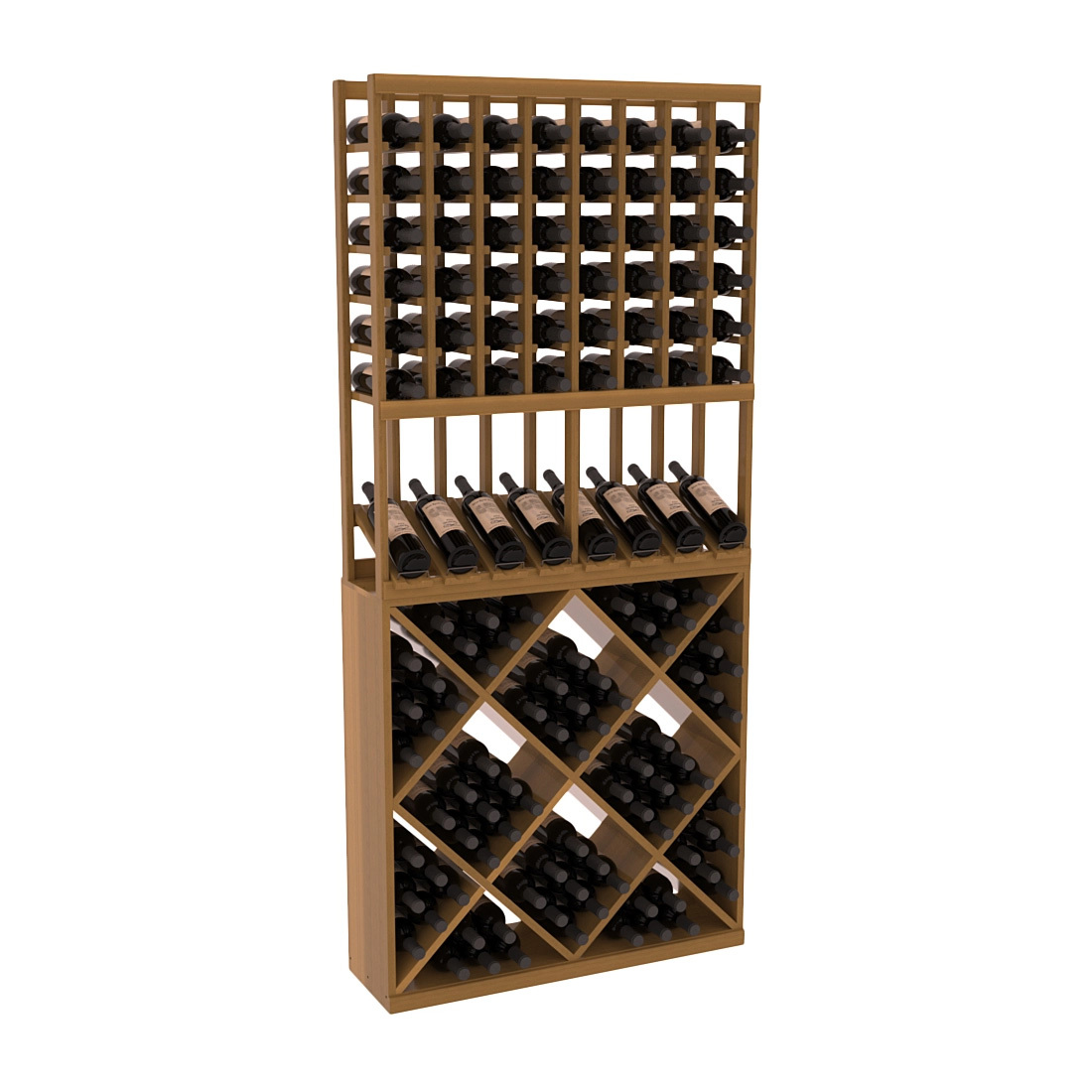 InstaCellar 8 Column High Reveal / 82 Cube Combo – Premium Redwood / Oak stained
