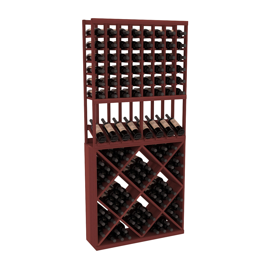 InstaCellar 8 Column High Reveal / 82 Cube Combo – Premium Redwood / Cherry stained