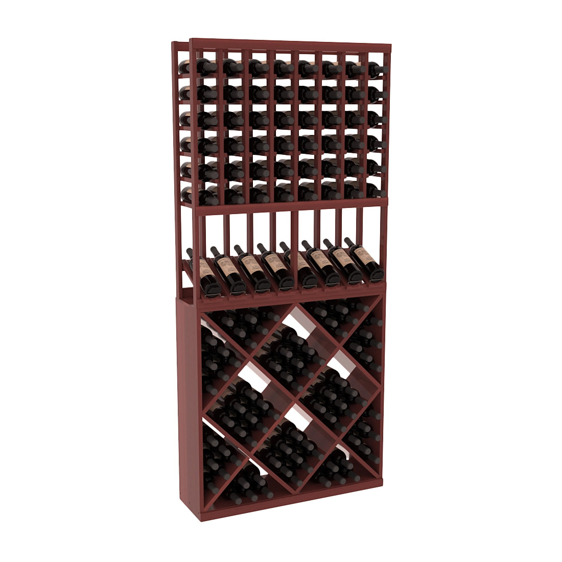 InstaCellar 8 Column High Reveal / 82 Cube Combo – Premium Redwood / Cherry stained