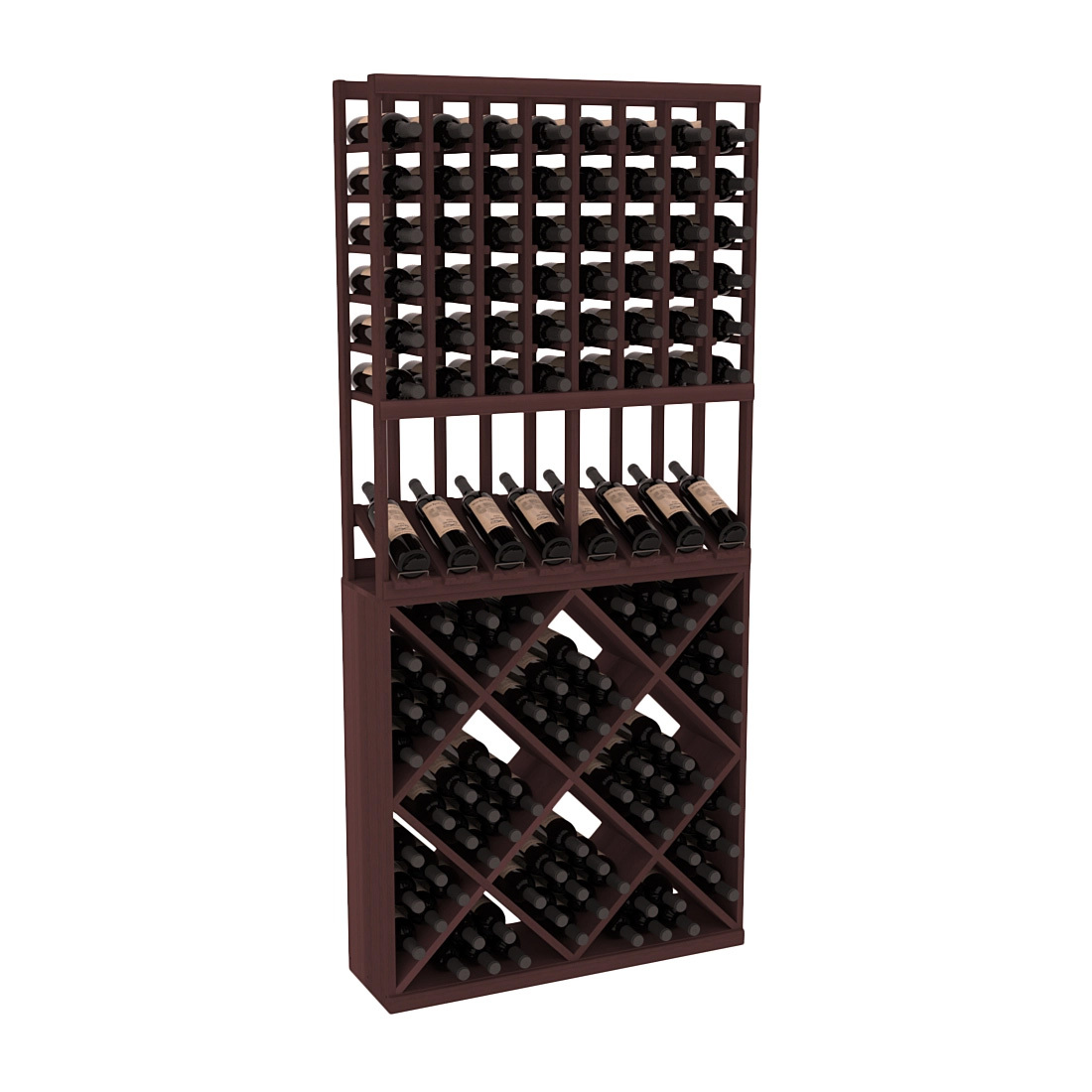 InstaCellar 8 Column High Reveal / 82 Cube Combo – Premium Redwood / Walnut stained