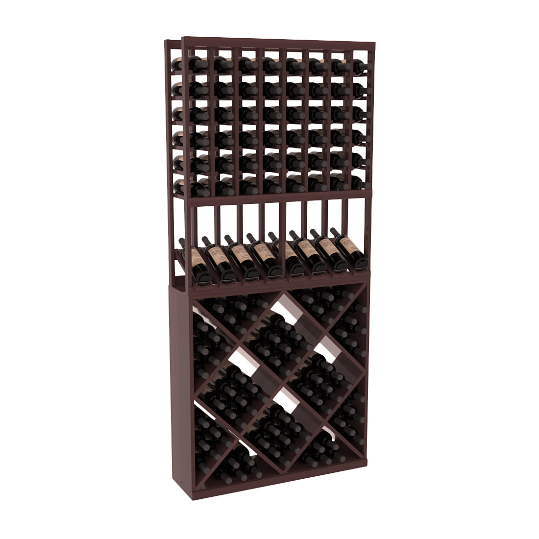 InstaCellar 8 Column High Reveal / 82 Cube Combo – Premium Redwood / Walnut stained