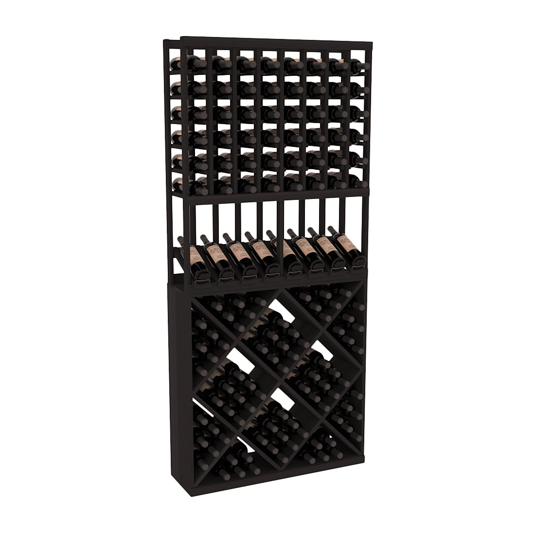 InstaCellar 8 Column High Reveal / 82 Cube Combo – Premium Redwood / Black stained