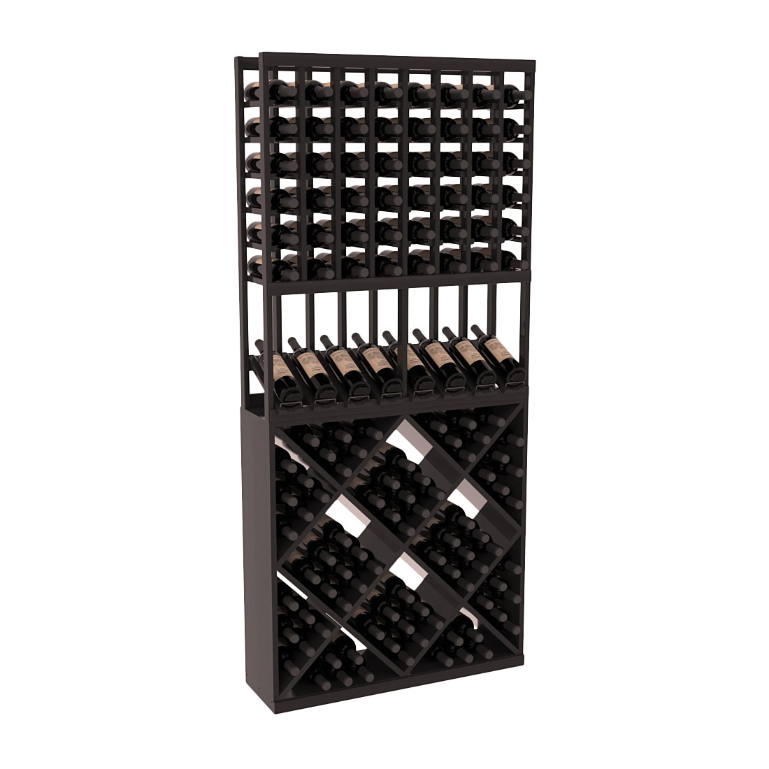 InstaCellar 8 Column High Reveal / 82 Cube Combo – Premium Redwood / Black stained