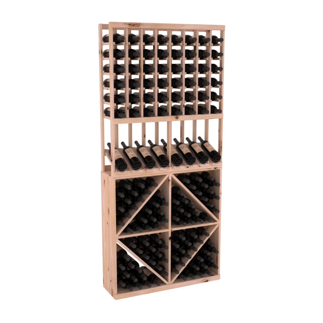 InstaCellar 8 Column High Reveal / 96 Bin Combo – Knotty Alder / Unstained