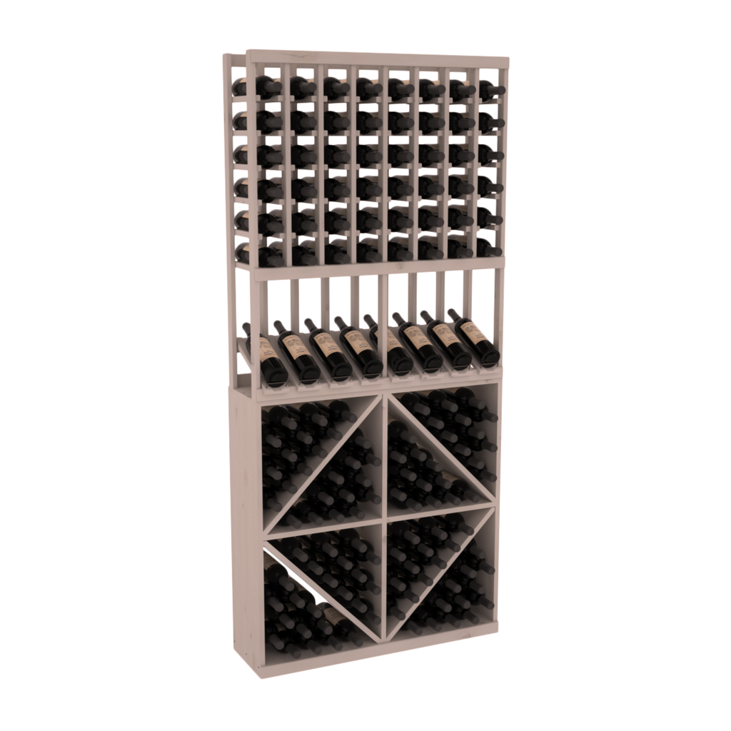 InstaCellar 8 Column High Reveal / 96 Bin Combo – Knotty Alder / Greywash stained