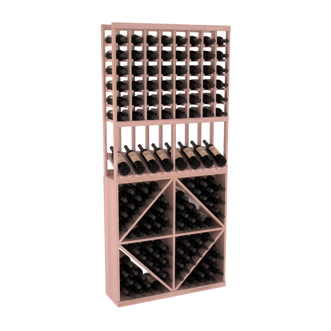 InstaCellar 8 Column High Reveal / 96 Bin Combo – Grand Mahogany / Unstained