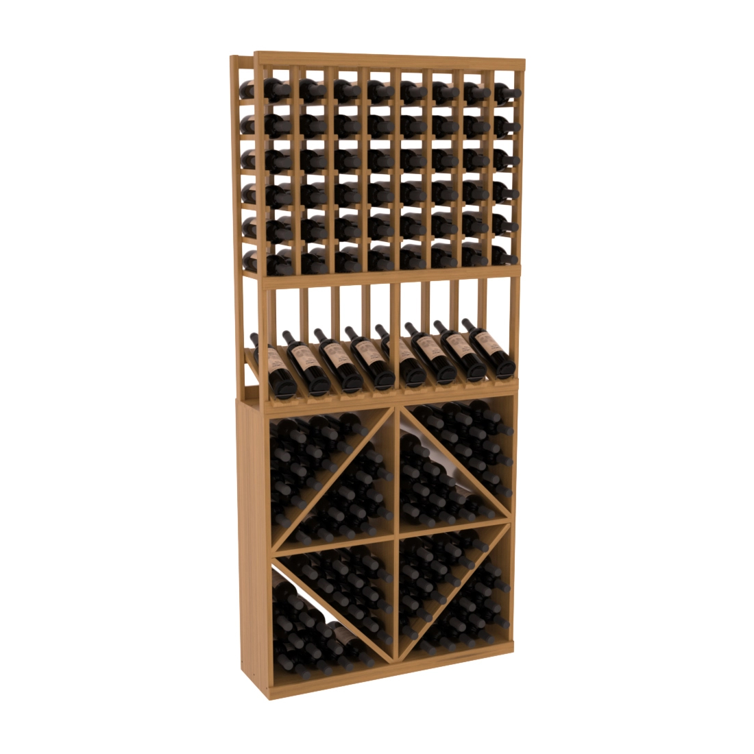 InstaCellar 8 Column High Reveal / 96 Bin Combo – Grand Mahogany / Oak stained