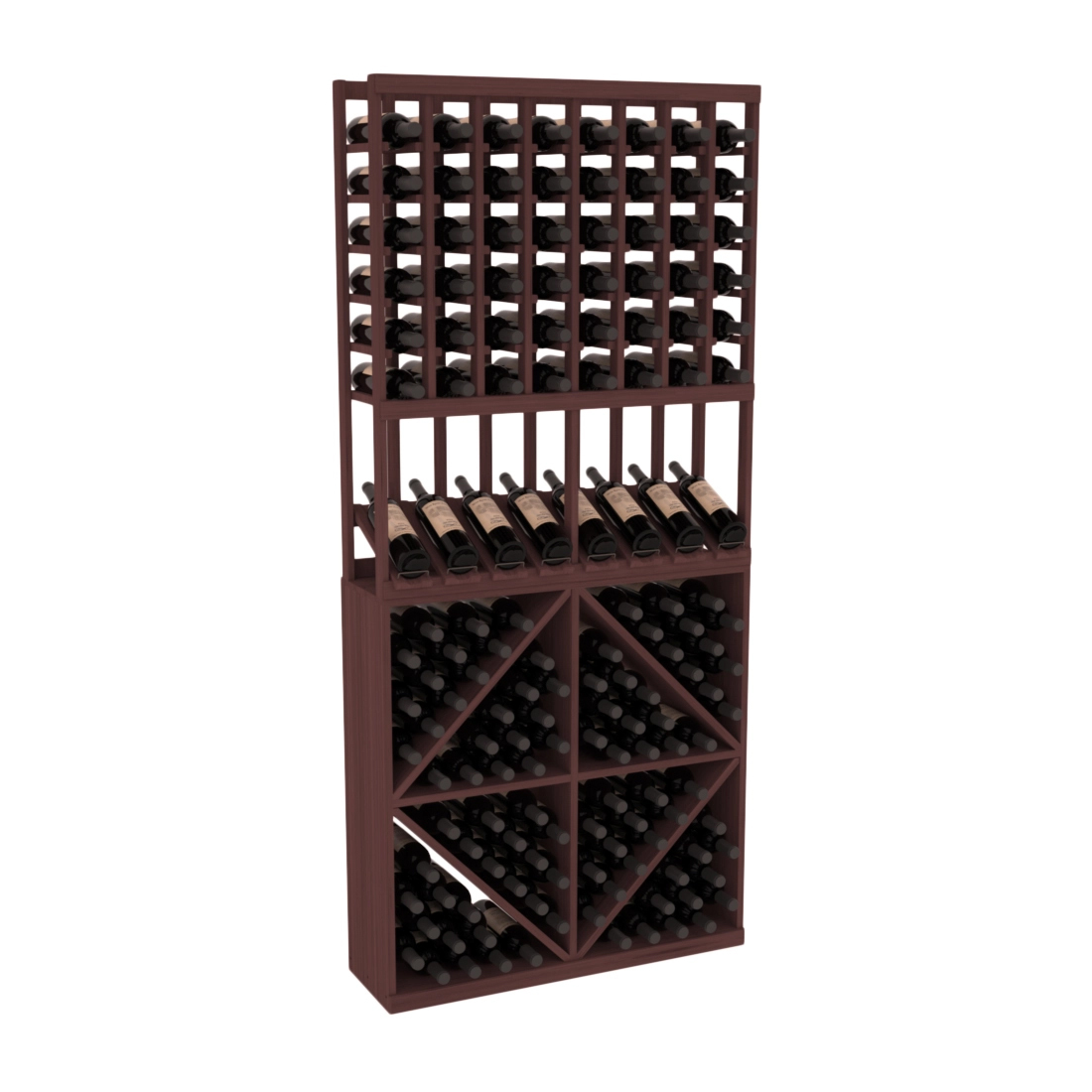 InstaCellar 8 Column High Reveal / 96 Bin Combo – Grand Mahogany / Walnut stained