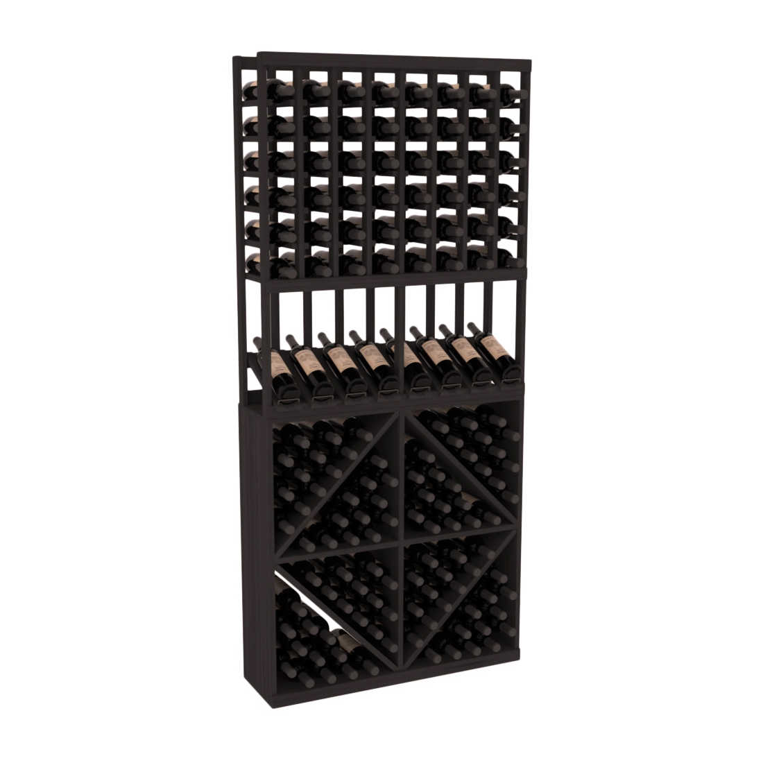 InstaCellar 8 Column High Reveal / 96 Bin Combo – Grand Mahogany / Black stained