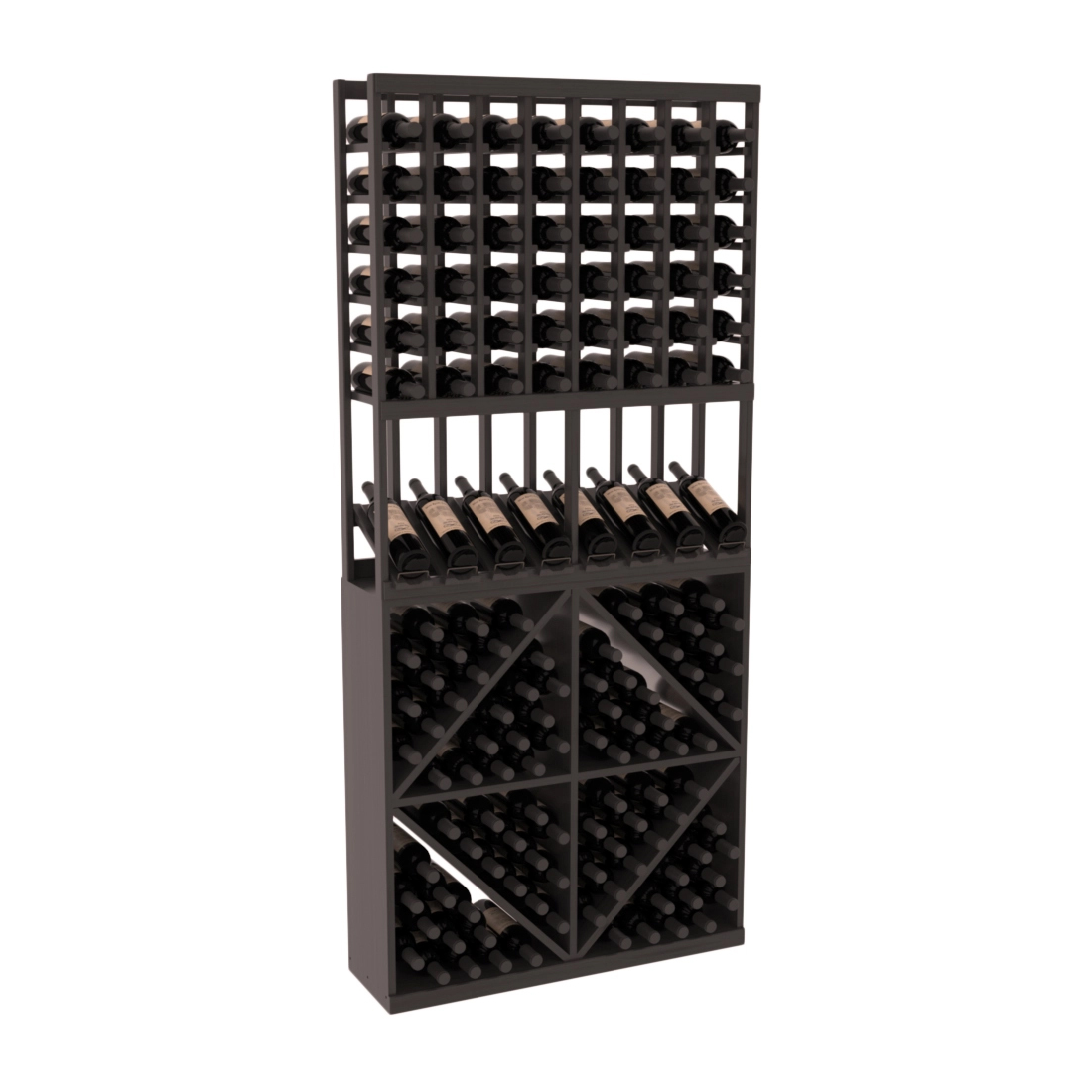 InstaCellar 8 Column High Reveal / 96 Bin Combo – Grand Mahogany / Black stained
