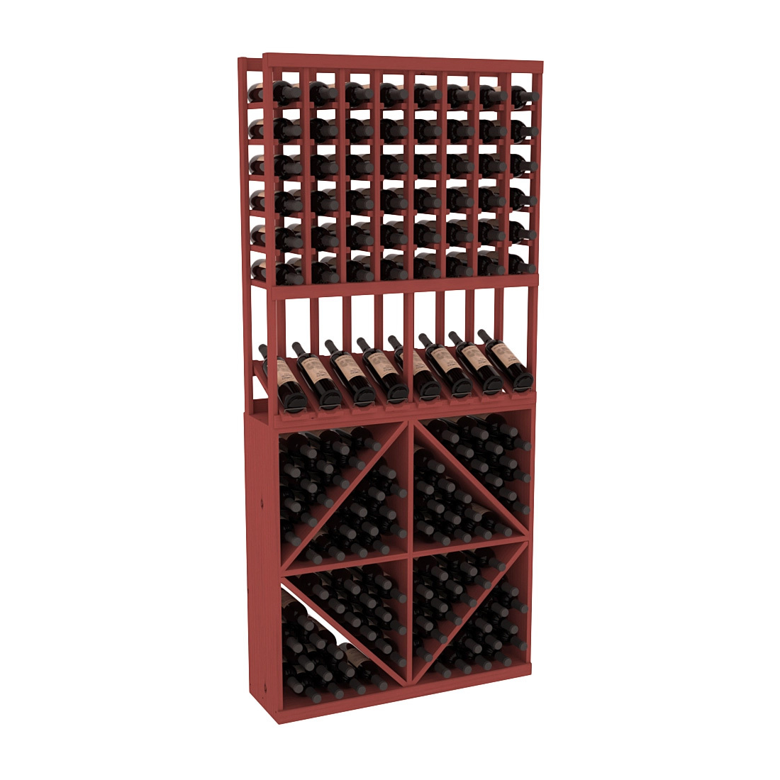 InstaCellar 8 Column High Reveal / 96 Bin Combo – Ponderosa Pine / Cherry stained