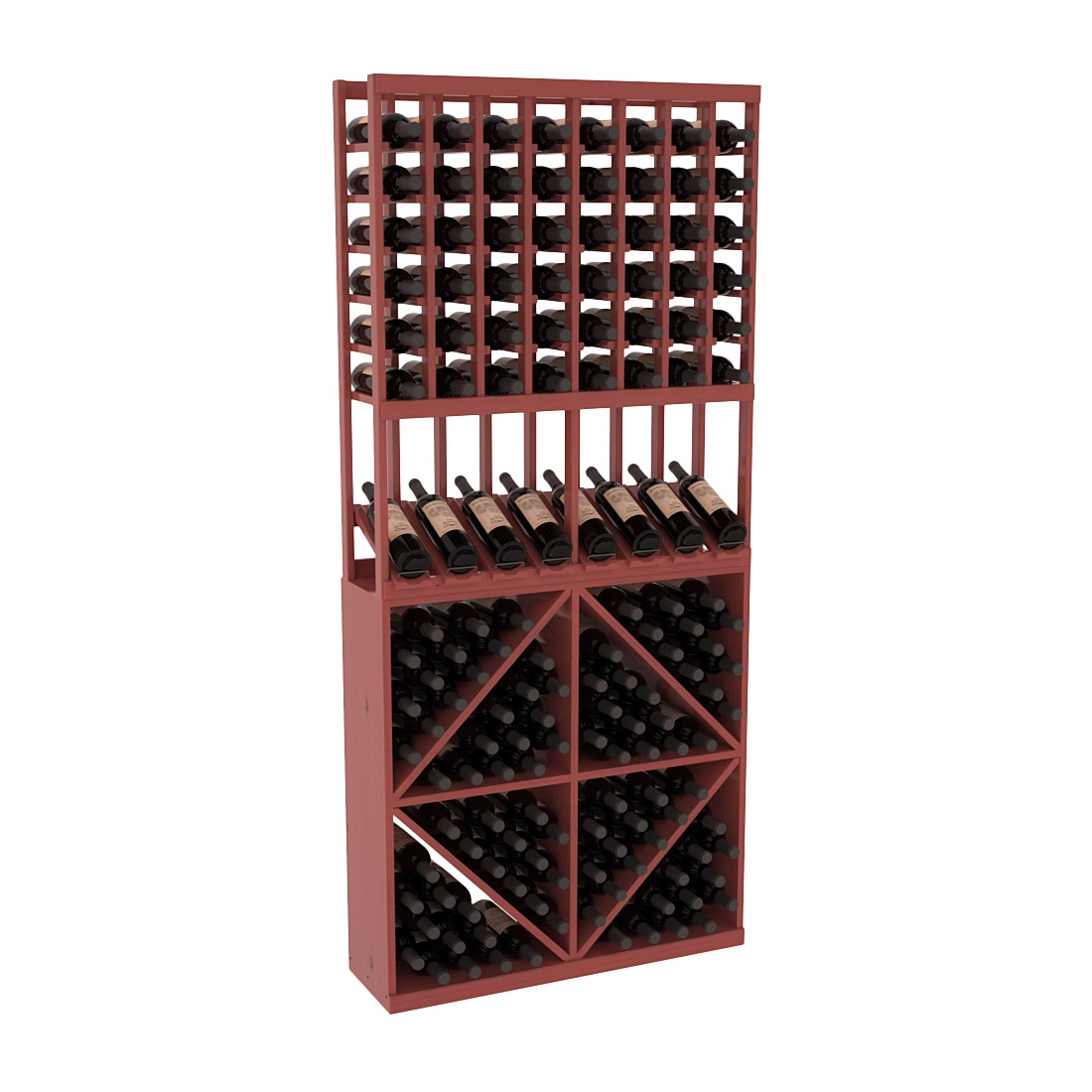 InstaCellar 8 Column High Reveal / 96 Bin Combo – Ponderosa Pine / Cherry stained