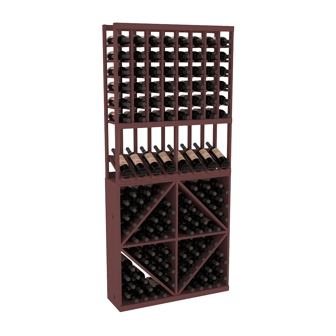 InstaCellar 8 Column High Reveal / 96 Bin Combo – Ponderosa Pine / Walnut stained