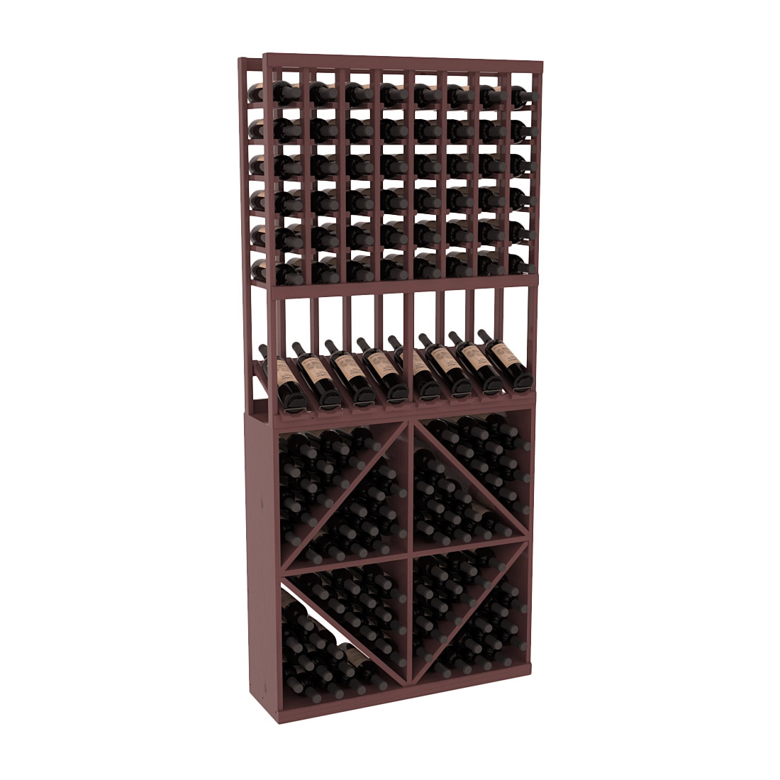 InstaCellar 8 Column High Reveal / 96 Bin Combo – Ponderosa Pine / Walnut stained