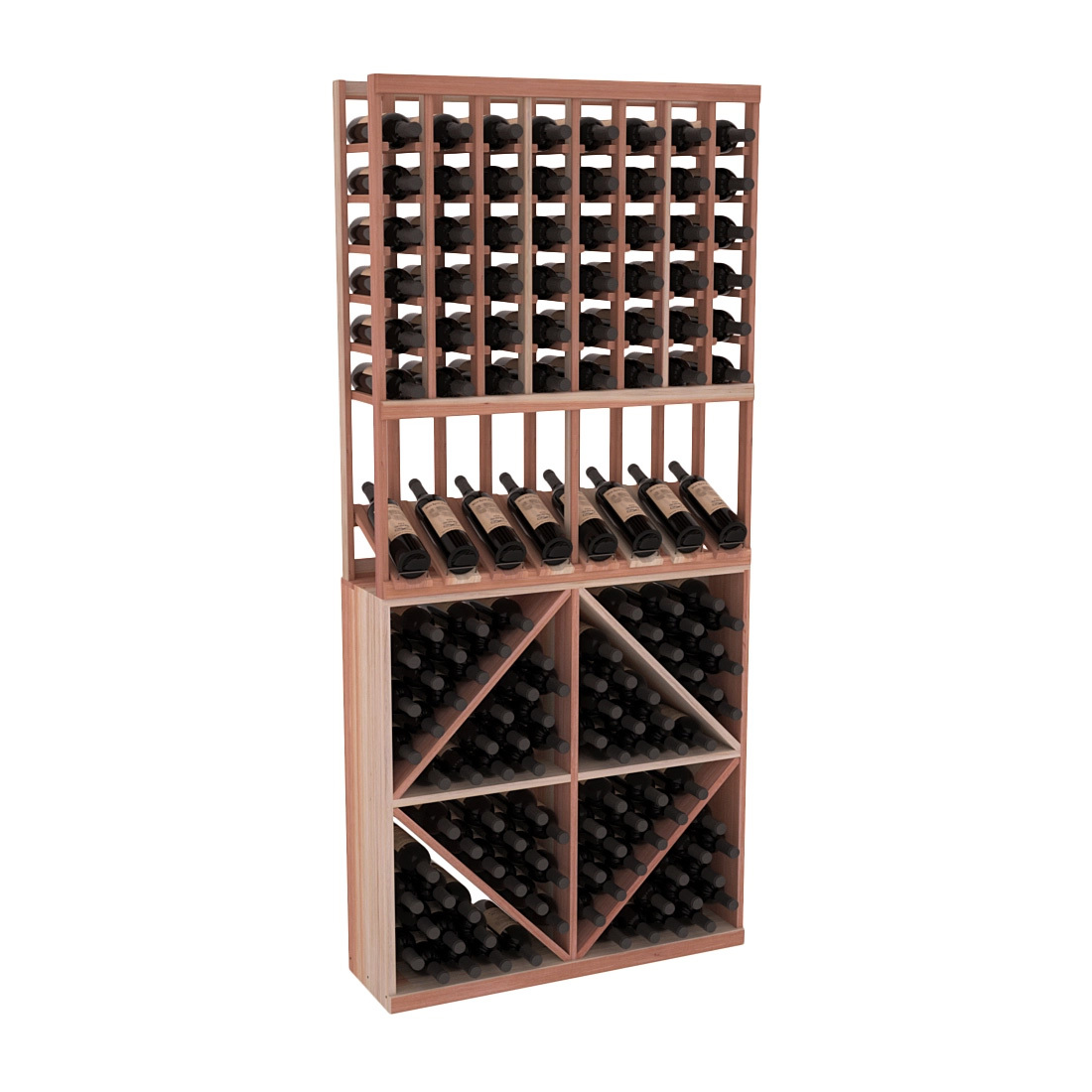 InstaCellar 8 Column High Reveal / 96 Bin Combo – Premium Redwood / Unstained