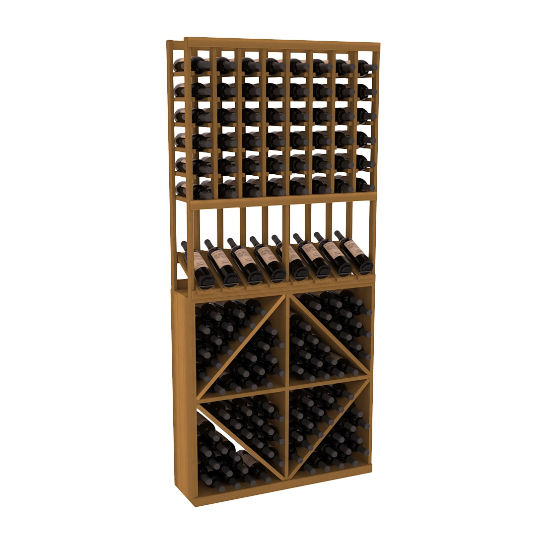 InstaCellar 8 Column High Reveal / 96 Bin Combo – Premium Redwood / Oak stained