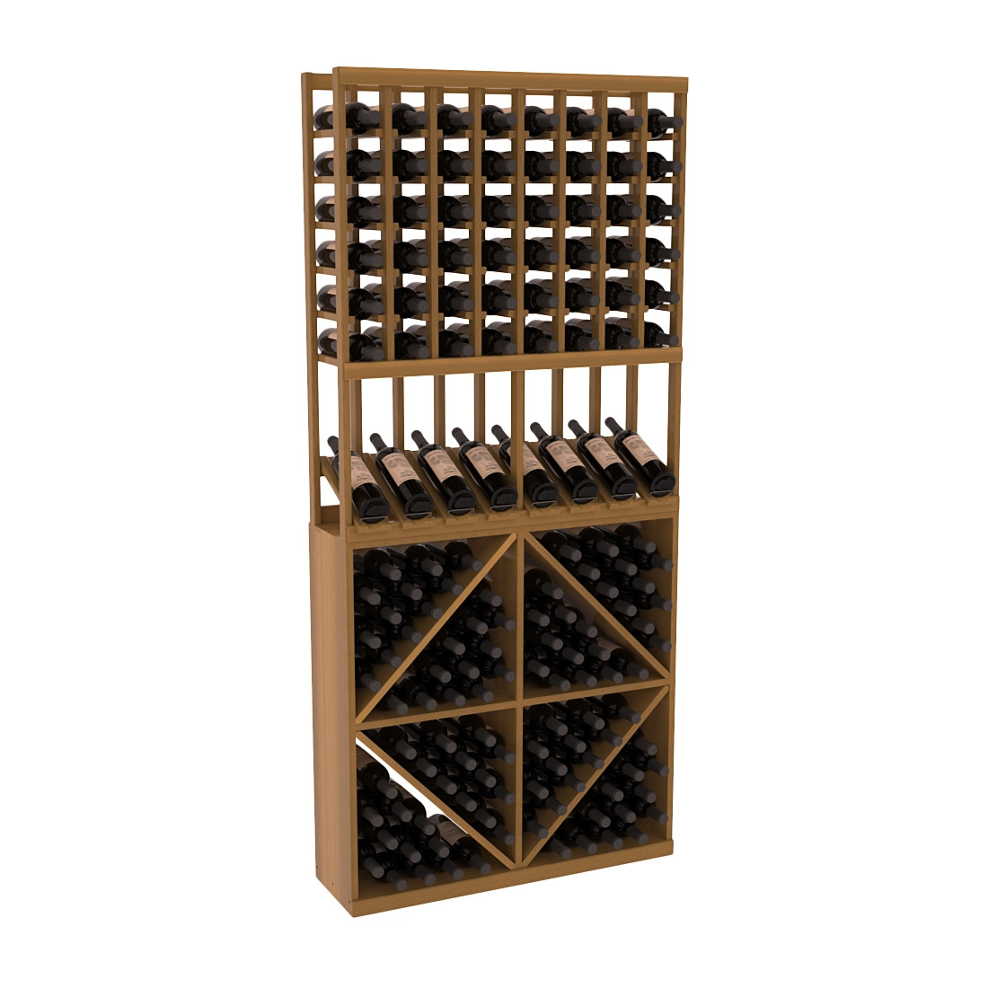 InstaCellar 8 Column High Reveal / 96 Bin Combo – Premium Redwood / Oak stained