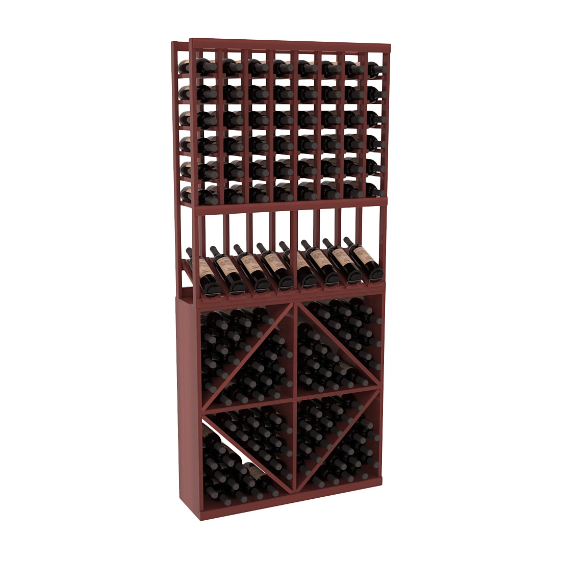 InstaCellar 8 Column High Reveal / 96 Bin Combo – Premium Redwood / Cherry stained