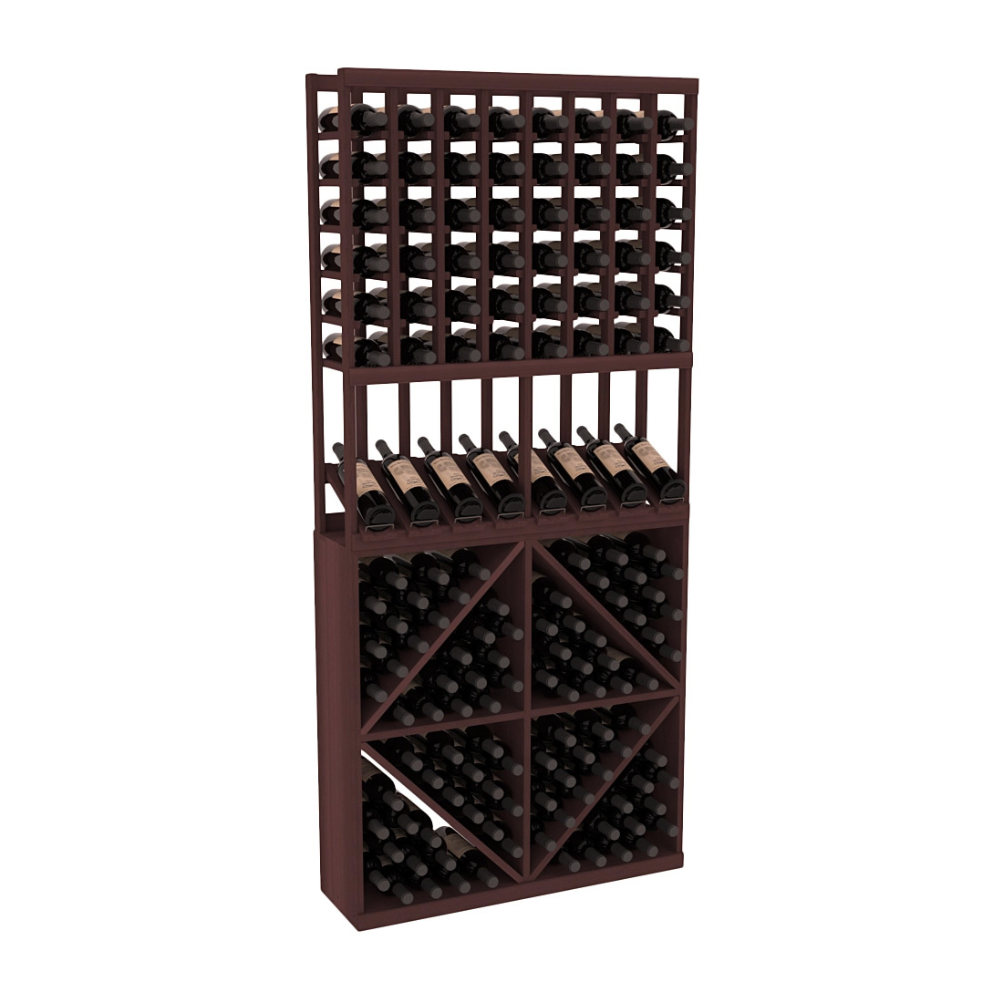 InstaCellar 8 Column High Reveal / 96 Bin Combo – Premium Redwood / Walnut stained