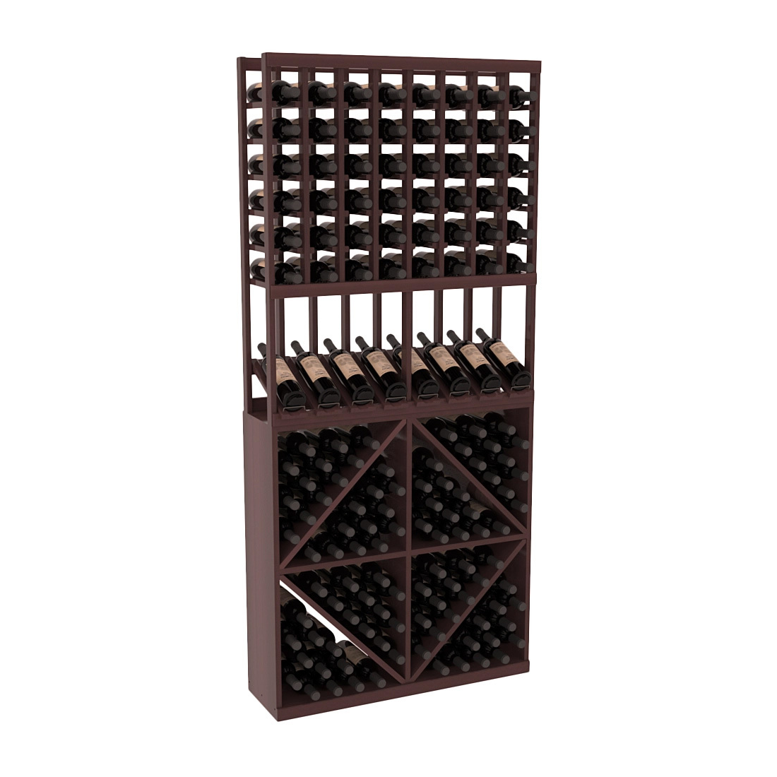 InstaCellar 8 Column High Reveal / 96 Bin Combo – Premium Redwood / Walnut stained