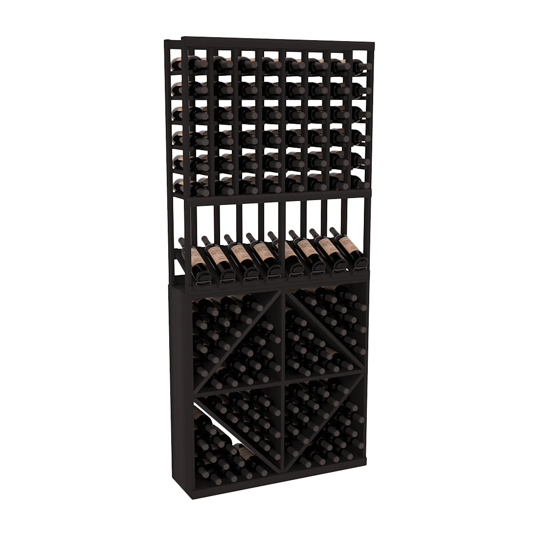 InstaCellar 8 Column High Reveal / 96 Bin Combo – Premium Redwood / Black stained