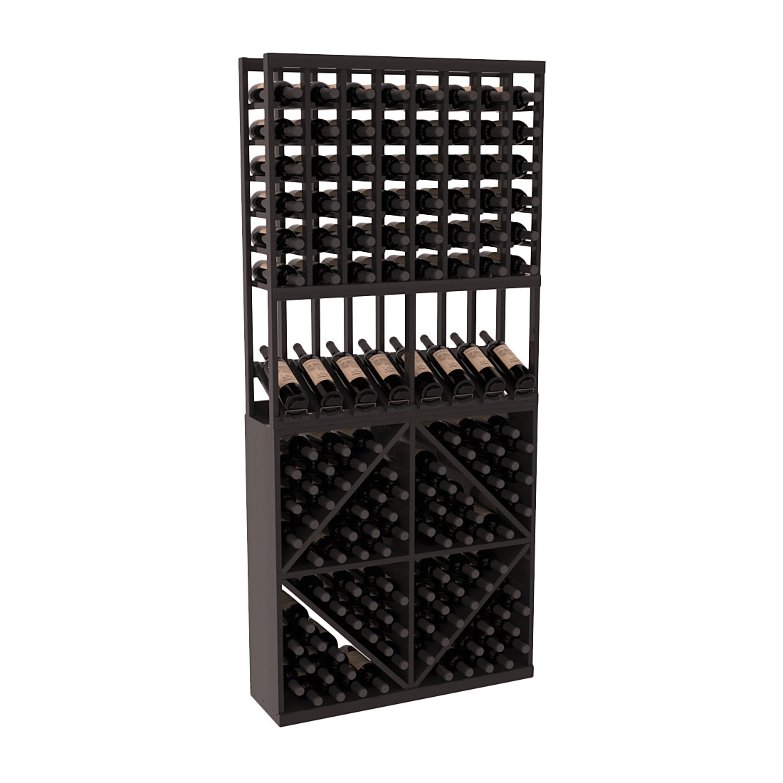 InstaCellar 8 Column High Reveal / 96 Bin Combo – Premium Redwood / Black stained