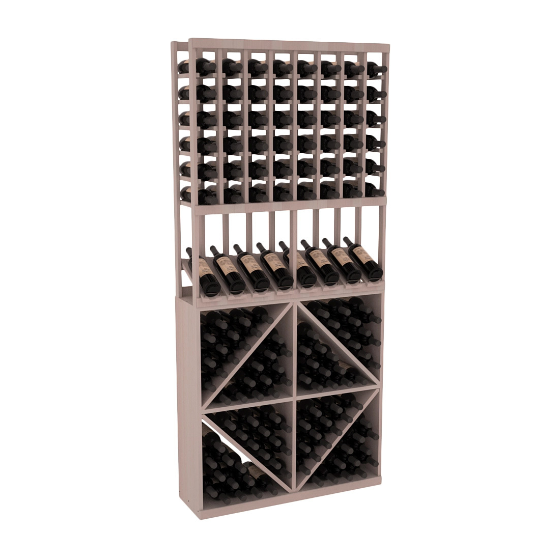 InstaCellar 8 Column High Reveal / 96 Bin Combo – Premium Redwood / Greywash stained