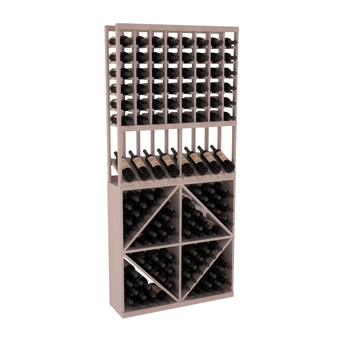 InstaCellar 8 Column High Reveal / 96 Bin Combo – Premium Redwood / Greywash stained