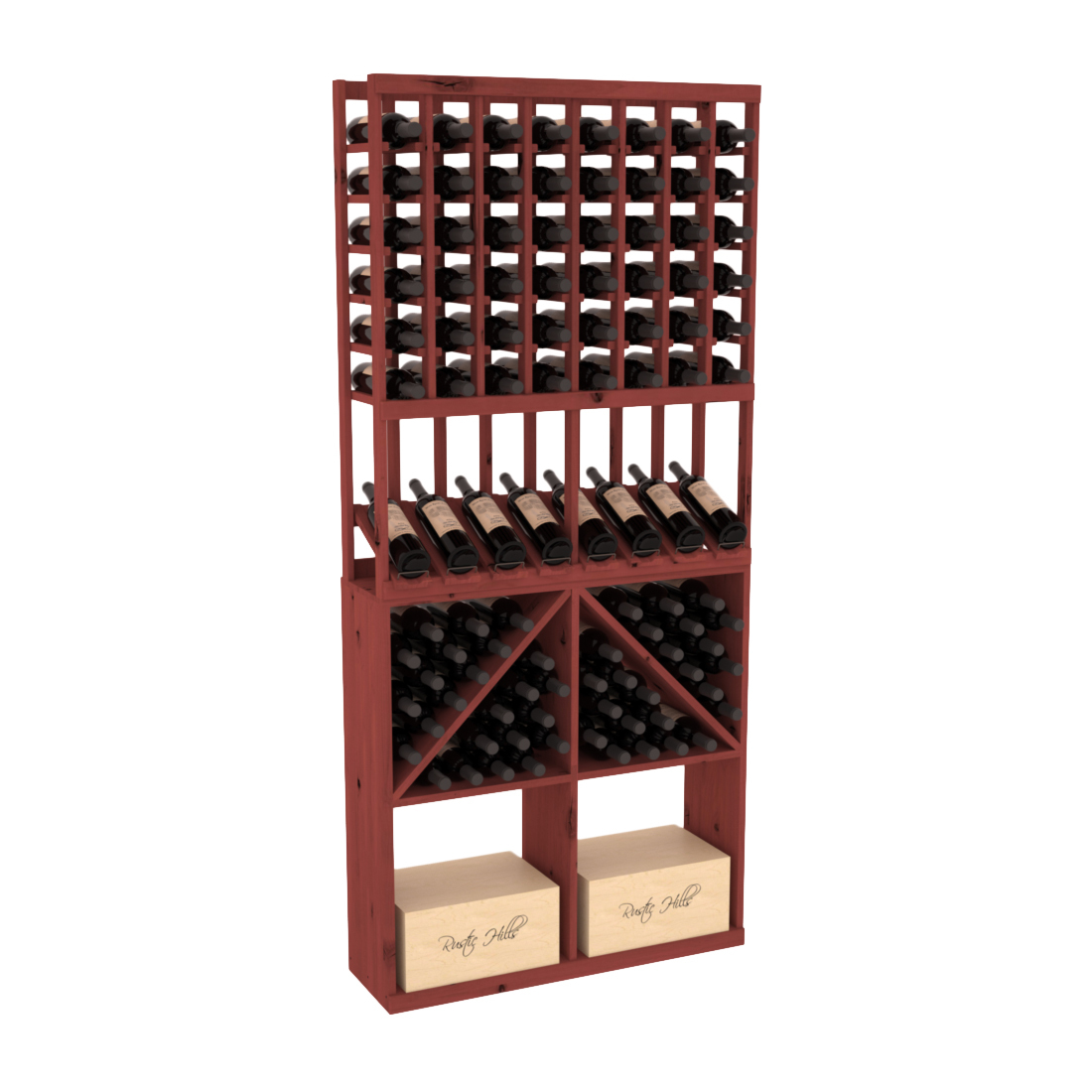 InstaCellar 8 Column High Reveal / 96 Bin /Case Combo – Knotty Alder / Greywash stained