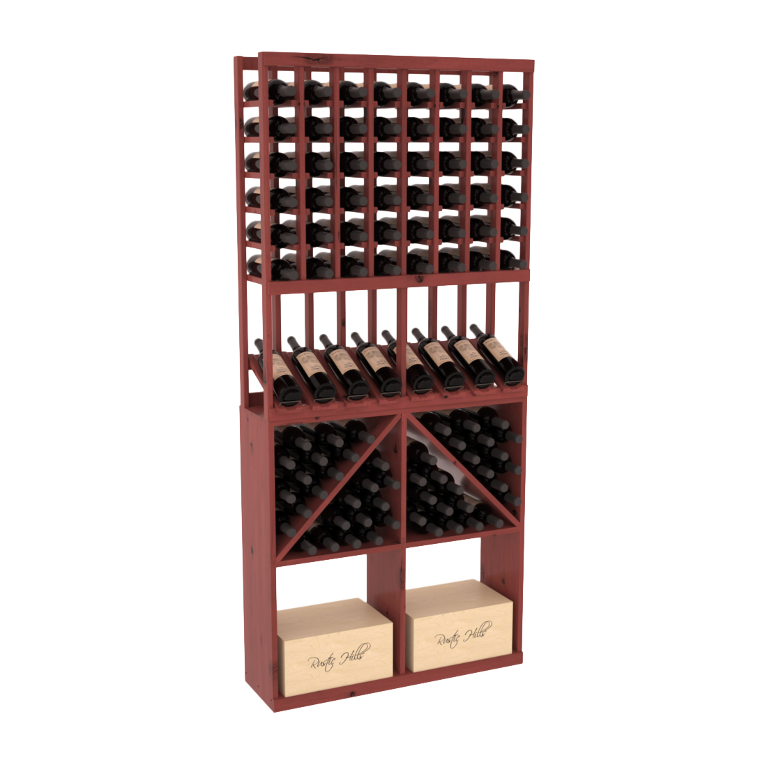 InstaCellar 8 Column High Reveal / 96 Bin /Case Combo – Premium Redwood / Unstained
