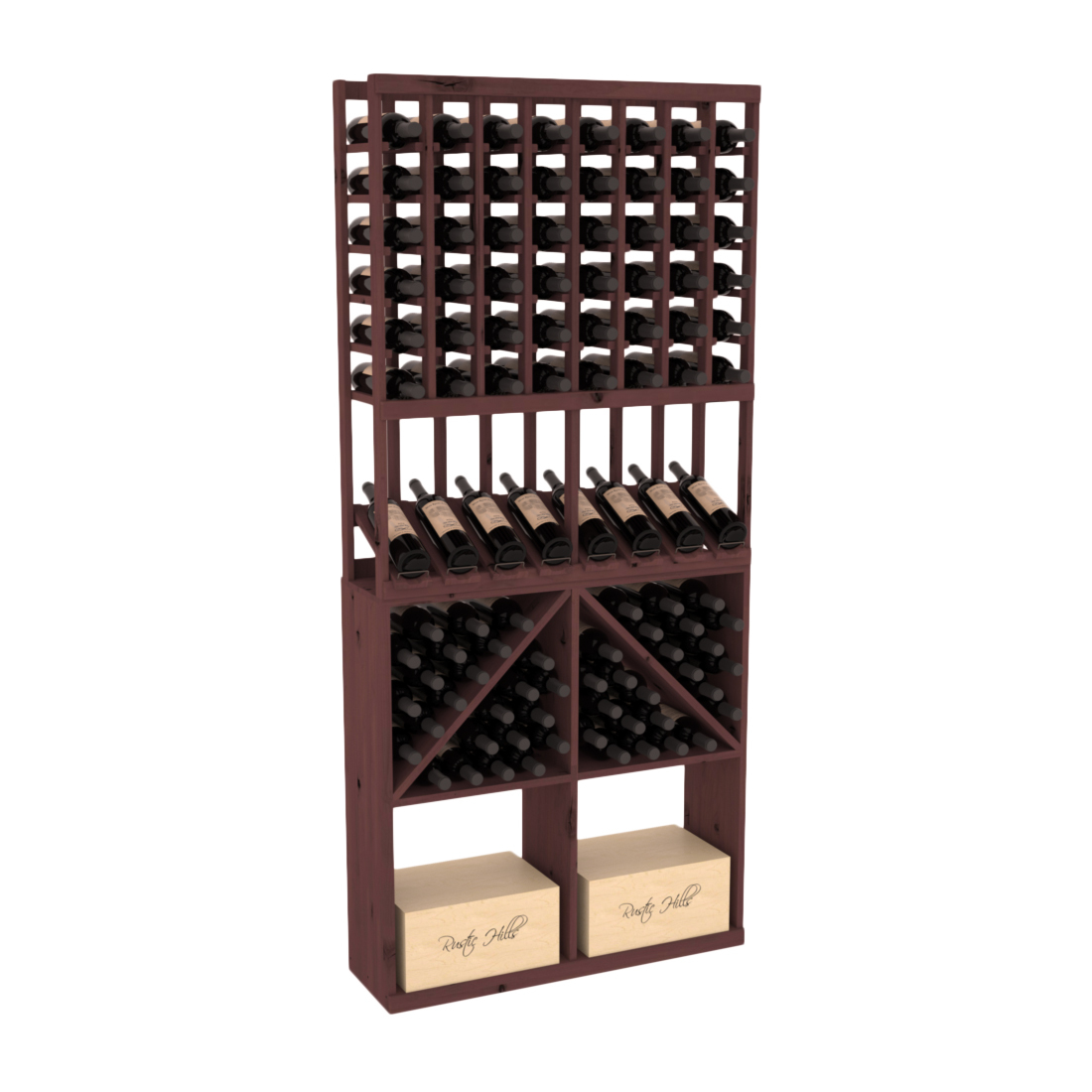 InstaCellar 8 Column High Reveal / 96 Bin /Case Combo – Premium Redwood / Unstained