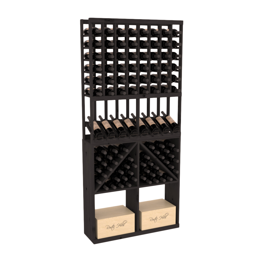 InstaCellar 8 Column High Reveal / 96 Bin /Case Combo – Premium Redwood / Cherry stained