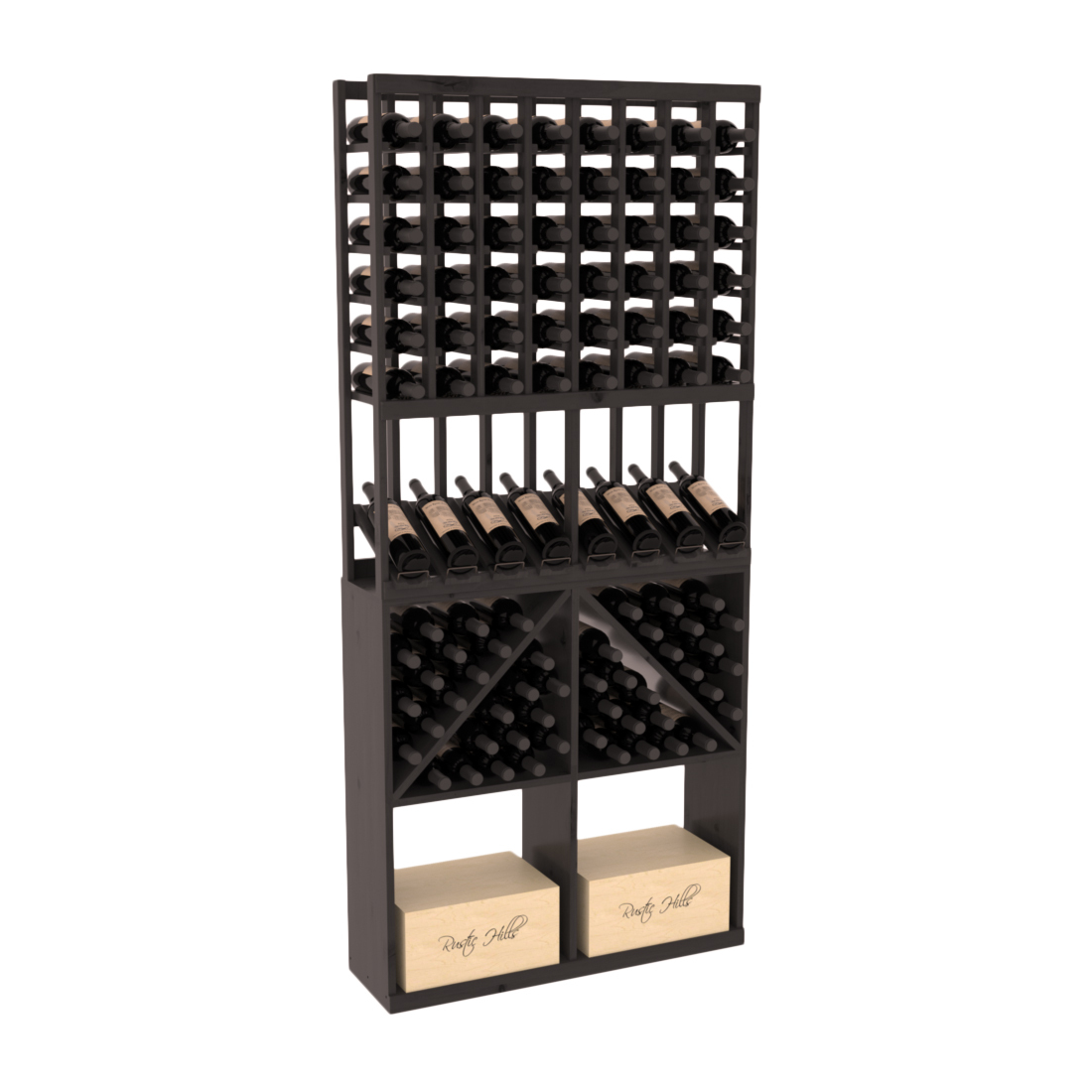 InstaCellar 8 Column High Reveal / 96 Bin /Case Combo – Premium Redwood / Cherry stained