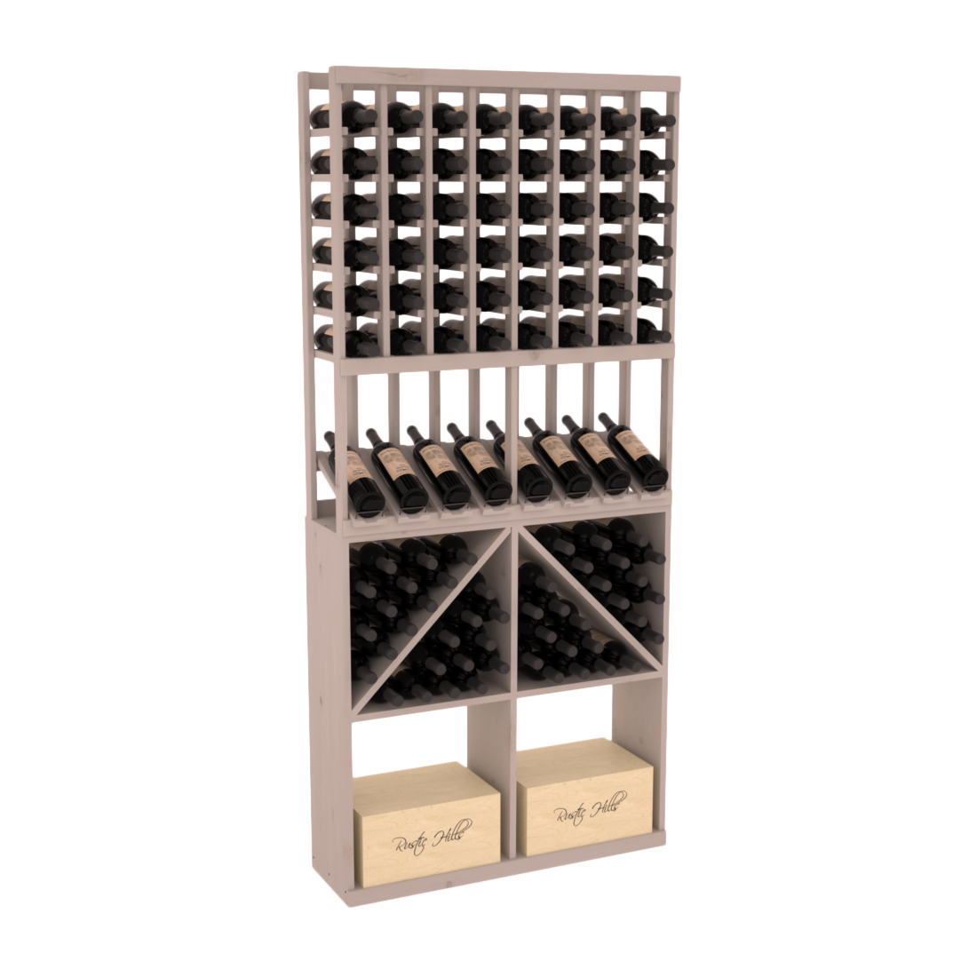InstaCellar 8 Column High Reveal / 96 Bin /Case Combo – Premium Redwood / Walnut stained