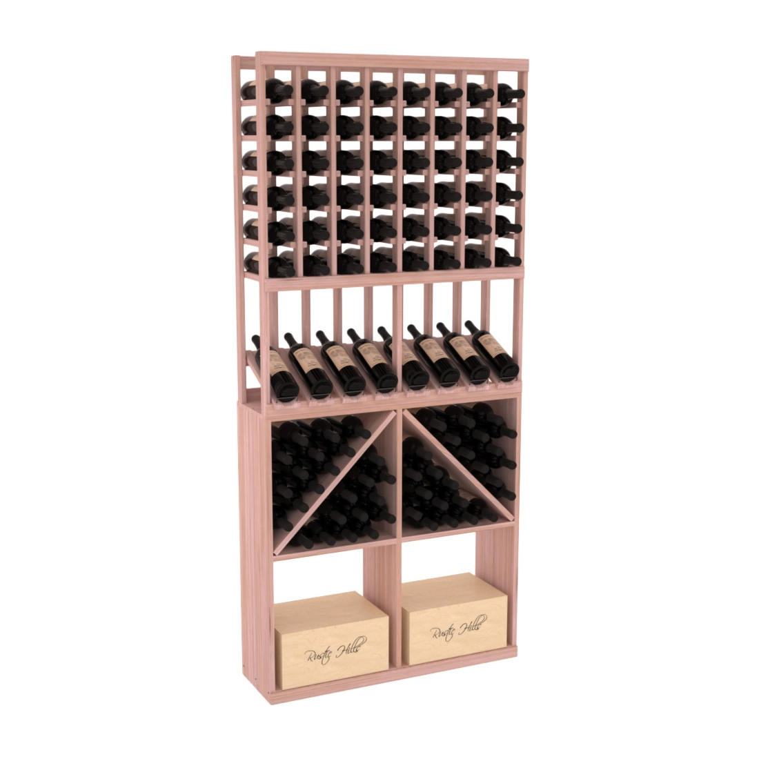 InstaCellar 8 Column High Reveal / 96 Bin /Case Combo – Ponderosa Pine / Black stained